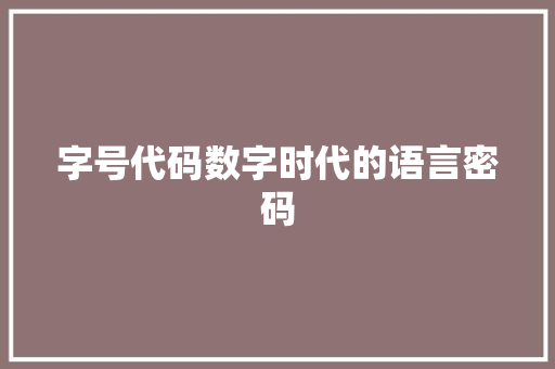 字号代码数字时代的语言密码