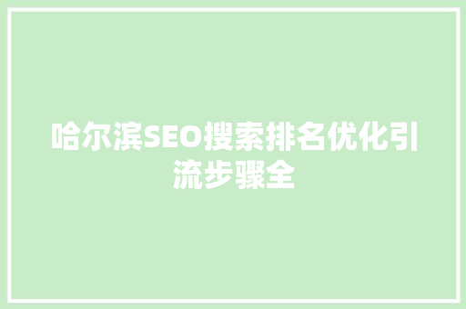 哈尔滨SEO搜索排名优化引流步骤全