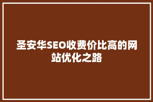 圣安华SEO收费价比高的网站优化之路
