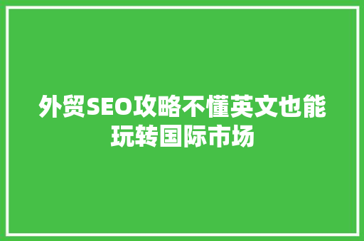 外贸SEO攻略不懂英文也能玩转国际市场