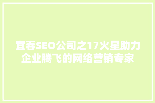 宜春SEO公司之17火星助力企业腾飞的网络营销专家