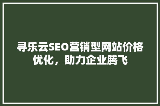 寻乐云SEO营销型网站价格优化，助力企业腾飞