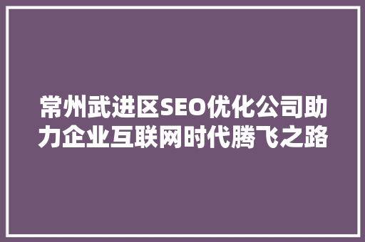 常州武进区SEO优化公司助力企业互联网时代腾飞之路