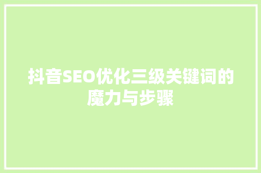 抖音SEO优化三级关键词的魔力与步骤