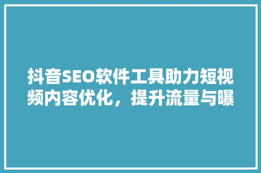 抖音SEO软件工具助力短视频内容优化，提升流量与曝光