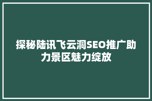 探秘陆讯飞云洞SEO推广助力景区魅力绽放