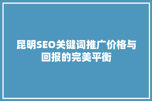 昆明SEO关键词推广价格与回报的完美平衡