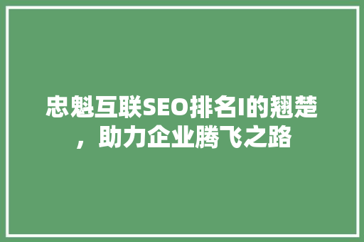 忠魁互联SEO排名I的翘楚，助力企业腾飞之路