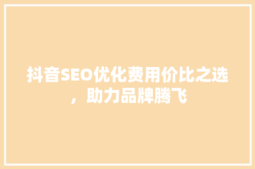 抖音SEO优化费用价比之选，助力品牌腾飞