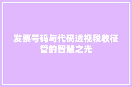 发票号码与代码透视税收征管的智慧之光