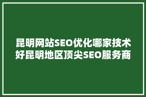 昆明网站SEO优化哪家技术好昆明地区顶尖SEO服务商