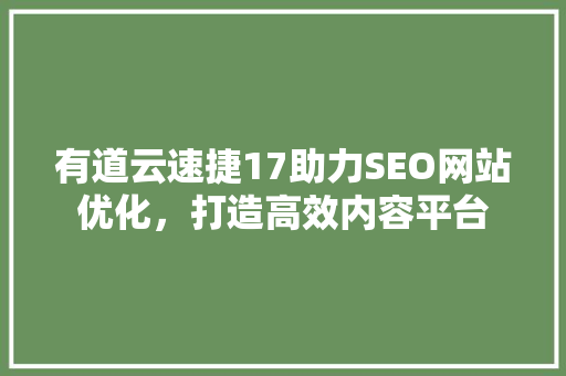 有道云速捷17助力SEO网站优化，打造高效内容平台