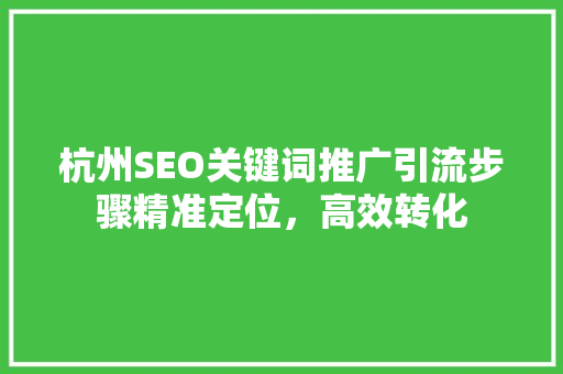 杭州SEO关键词推广引流步骤精准定位，高效转化