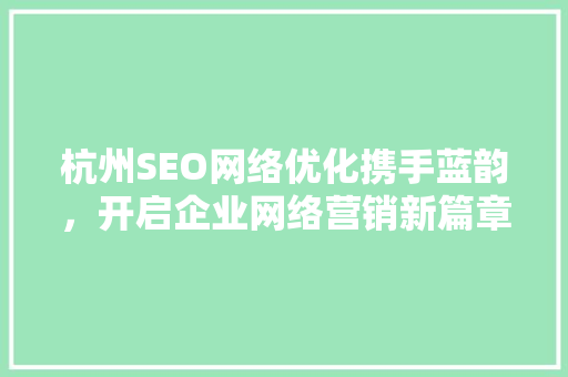 杭州SEO网络优化携手蓝韵，开启企业网络营销新篇章