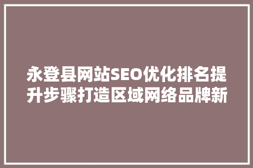 永登县网站SEO优化排名提升步骤打造区域网络品牌新高度