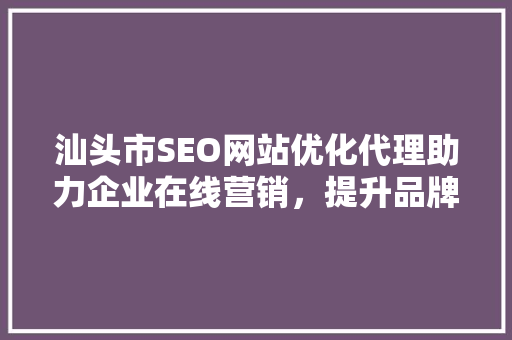 汕头市SEO网站优化代理助力企业在线营销，提升品牌影响力