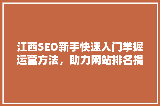 江西SEO新手快速入门掌握运营方法，助力网站排名提升