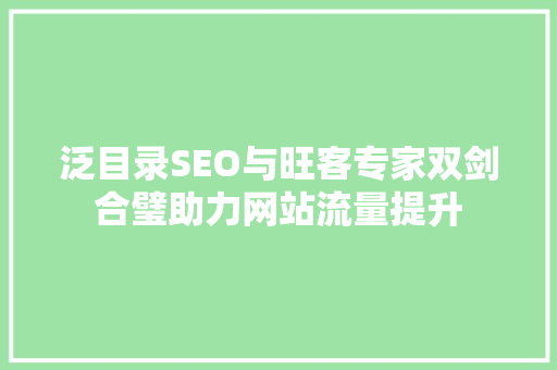 泛目录SEO与旺客专家双剑合璧助力网站流量提升