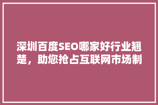 深圳百度SEO哪家好行业翘楚，助您抢占互联网市场制高点