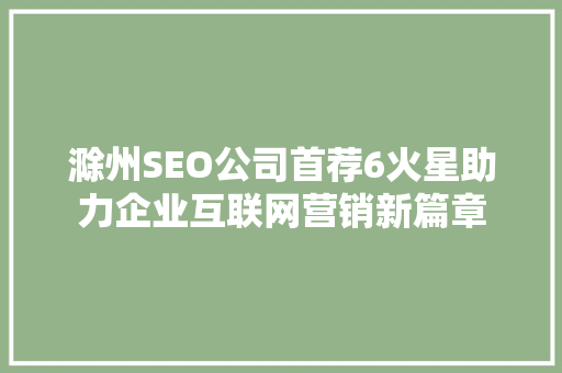 滁州SEO公司首荐6火星助力企业互联网营销新篇章