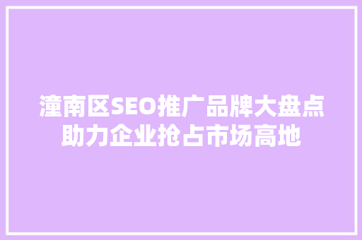 潼南区SEO推广品牌大盘点助力企业抢占市场高地