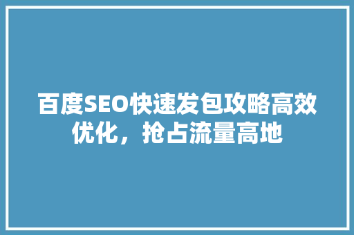 百度SEO快速发包攻略高效优化，抢占流量高地