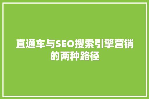 直通车与SEO搜索引擎营销的两种路径