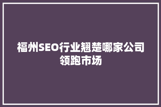 福州SEO行业翘楚哪家公司领跑市场