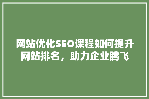 网站优化SEO课程如何提升网站排名，助力企业腾飞