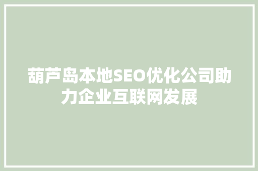 葫芦岛本地SEO优化公司助力企业互联网发展