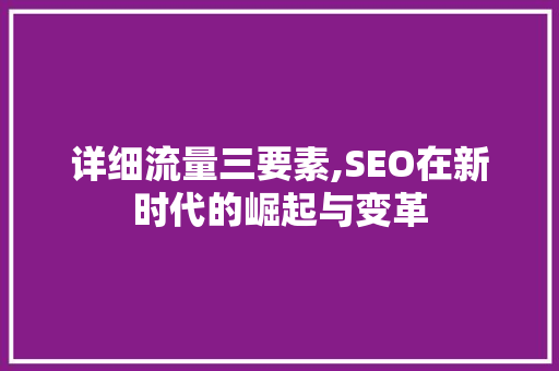 详细流量三要素,SEO在新时代的崛起与变革
