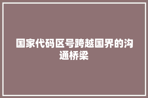 国家代码区号跨越国界的沟通桥梁