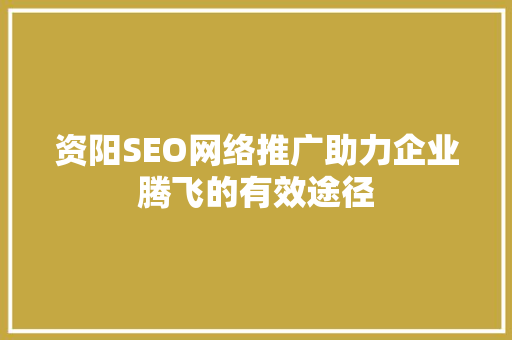 资阳SEO网络推广助力企业腾飞的有效途径