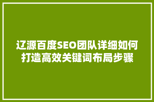 辽源百度SEO团队详细如何打造高效关键词布局步骤