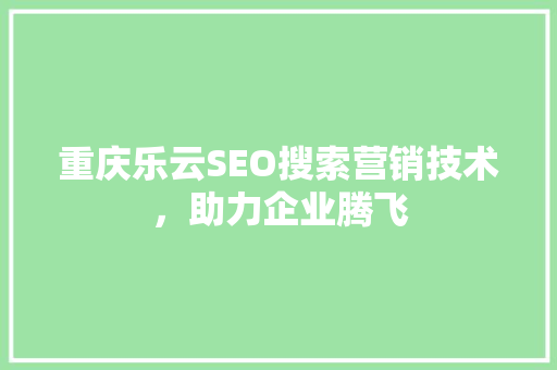 重庆乐云SEO搜索营销技术，助力企业腾飞