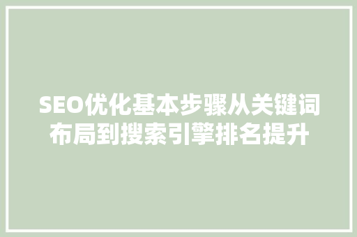 SEO优化基本步骤从关键词布局到搜索引擎排名提升