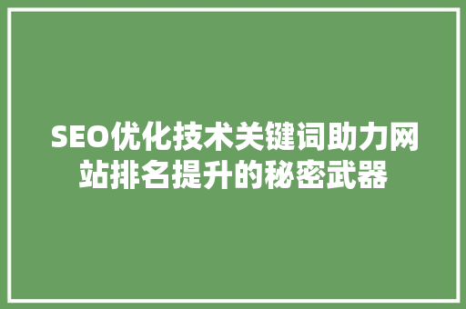 SEO优化技术关键词助力网站排名提升的秘密武器