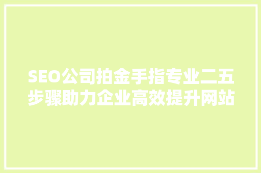 SEO公司拍金手指专业二五步骤助力企业高效提升网站排名