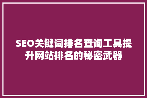 SEO关键词排名查询工具提升网站排名的秘密武器