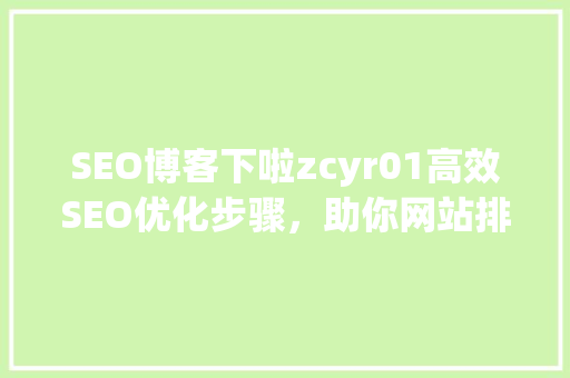 SEO博客下啦zcyr01高效SEO优化步骤，助你网站排名攀升  第1张