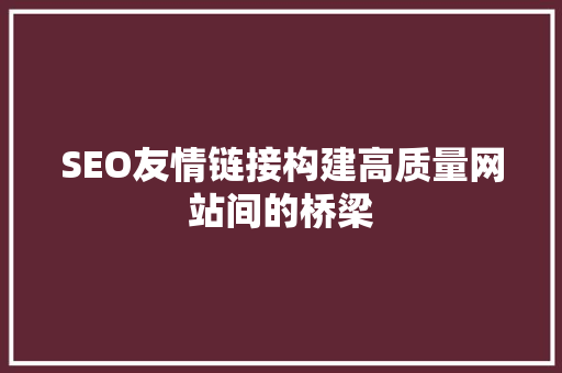 SEO友情链接构建高质量网站间的桥梁