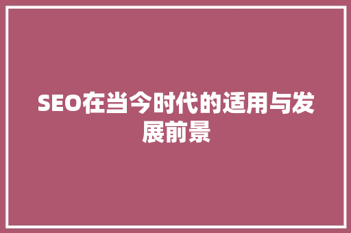 SEO在当今时代的适用与发展前景