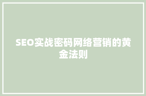 SEO实战密码网络营销的黄金法则