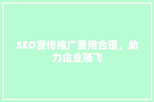 SEO宣传推广费用合理，助力企业腾飞