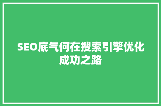 SEO底气何在搜索引擎优化成功之路