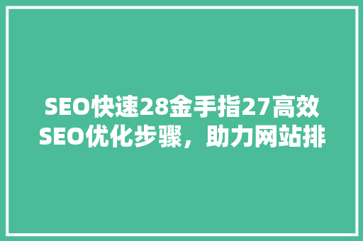 SEO快速28金手指27高效SEO优化步骤，助力网站排名飙升