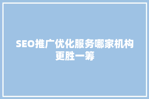 SEO推广优化服务哪家机构更胜一筹