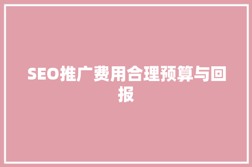 SEO推广费用合理预算与回报