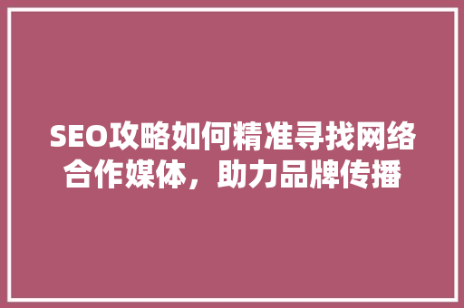 SEO攻略如何精准寻找网络合作媒体，助力品牌传播