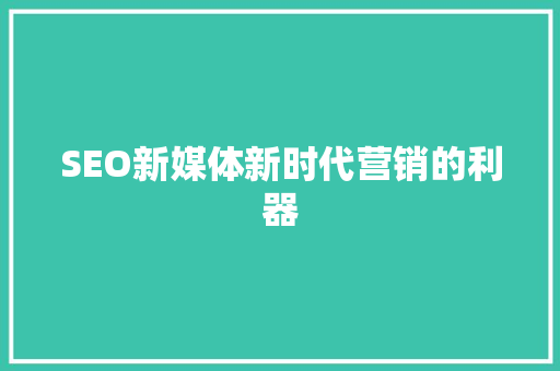 SEO新媒体新时代营销的利器